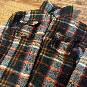 Fuzzy Oversized Plaid Jacket